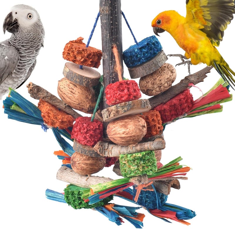 Bissap Bird Chew Toys, Natural Bark Corncob Nuts Parrot Toys and Treats for Conure Cockatoo Parakeet Budgies Cockatiel Lovebirds Pets Cage Bite Toy - Image 1