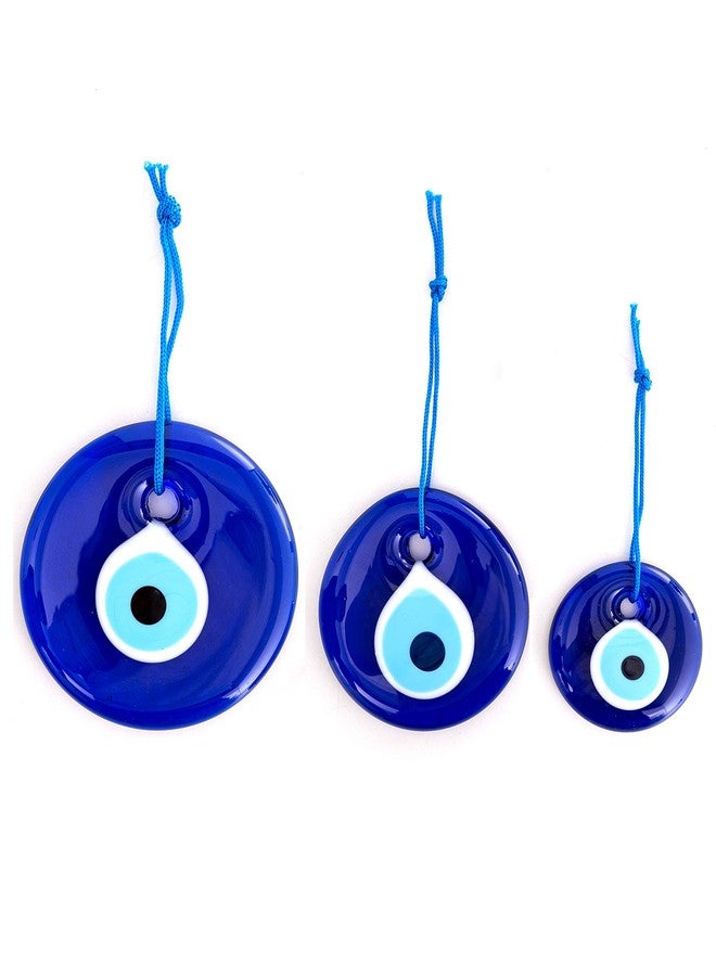Erbulus Turkish Blue Evil Eye Wall Hanging Ornament - Turkish Nazar Beads - Ojo Turco - Triple Evil Eye Home Protection Charm Set of 3 - Wall Decor Amulet in a Box (Blue) - Image 1