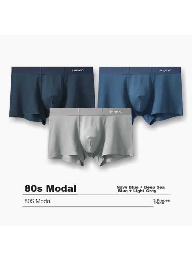 Athlete Jianjian Men's Underwear, Boxer Briefs, 80s Silk-like Smooth Modal Boxer Shorts, 5a Antibacterial Seamless, 3-pack - Image 2