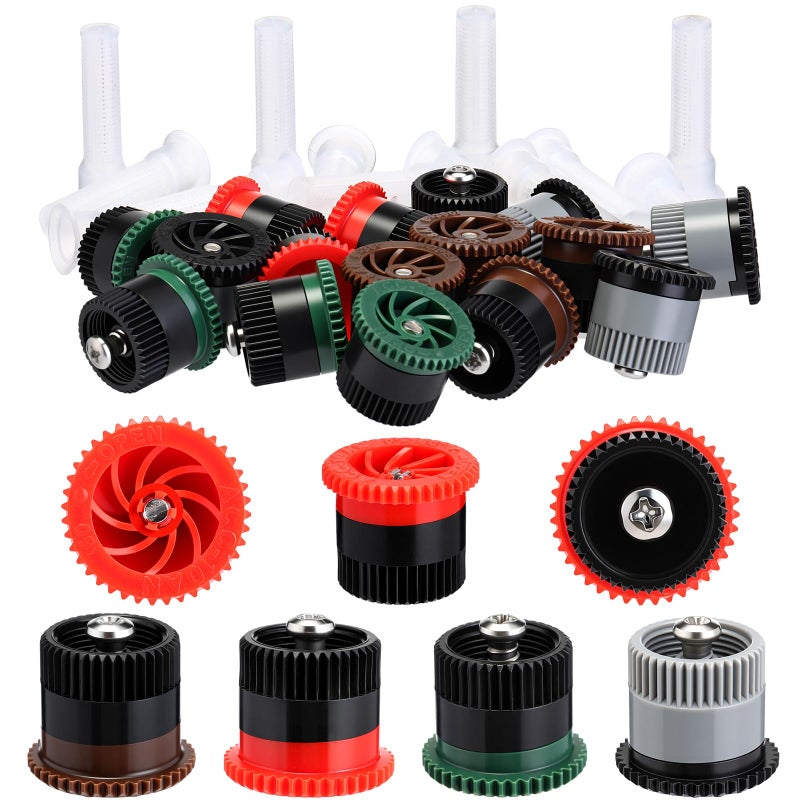 Honoson 16 Pcs Variable Arc Nozzle Radius High Efficiency Replacement Pop up Sprinkler Heads Compatible with Rainbird Hunter Orbit Popup Sprinklers 8101217 VanMixed Color - Image 2