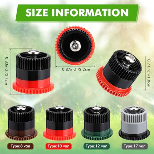 Honoson 16 Pcs Variable Arc Nozzle Radius High Efficiency Replacement Pop up Sprinkler Heads Compatible with Rainbird Hunter Orbit Popup Sprinklers 8101217 VanMixed Color - Image 3
