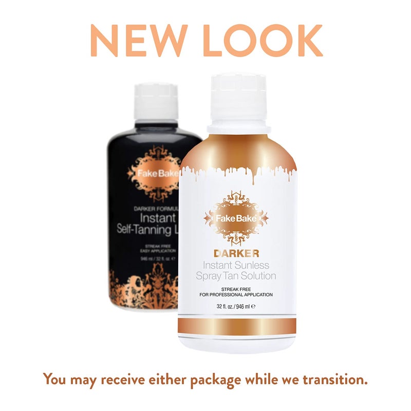 Fake Bake Darker Spray Tan Solution Sunless Self Tanner for Professional Airbrush Machine Long-Lasting Face & Body Glow Bronzing Self Tanning for Women & Men - 32 fl Oz - Image 2