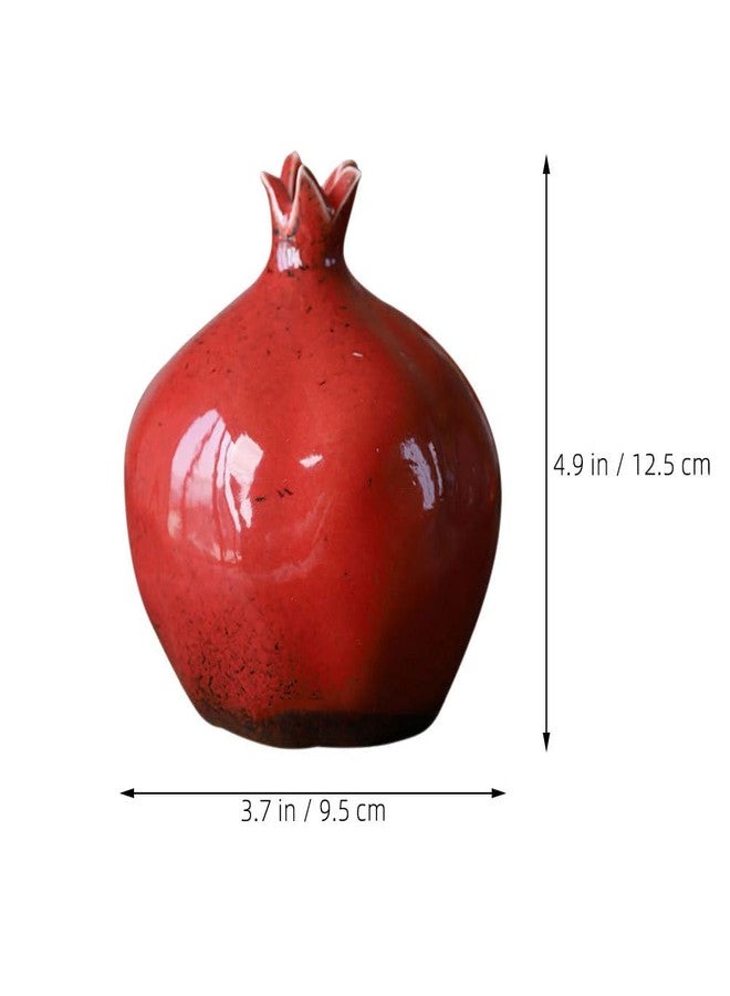VOSAREA Glazed Ceramic Pomegranates Bud Vase, Pomegranate Home Decor Creative Flower Vase Fake Pomegranate Fruit Table Centerpiece Art Craft Ornament Housewarming Gift B, 12.50X9.50X9.50CM, Red - Image 2