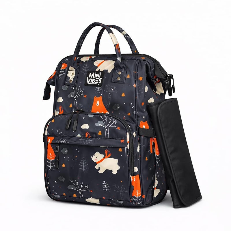 Mini Vibes Waterproof Diaper Bag – Premium Quality, Modern Design, Multiple Pockets, with Changing Mat