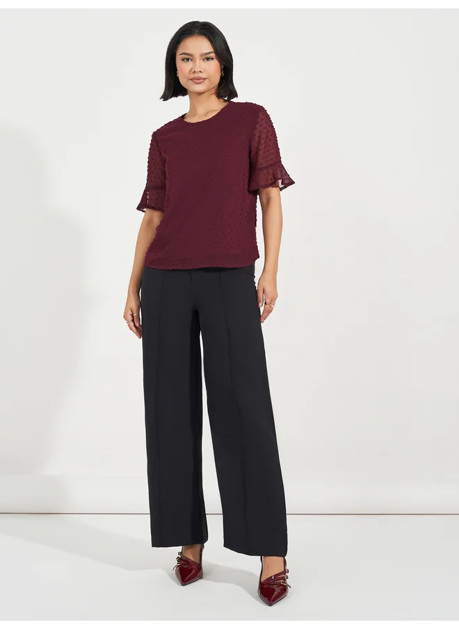 Aria Romance ARIA ROMANCE Swiss Dot Frill Sleeves Blouse