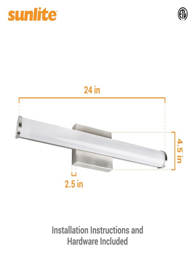 Sunlite 24-Inch LED Linear Bar Vanity Light Fixture, 25W (80W Equiv.), 1750 Lumens, Color Selectable 30K/40K/50K, 100-277V, Dimmable, 50,000 Hour Lifespan, ETL Listed, Brushed Nickel - Image 2