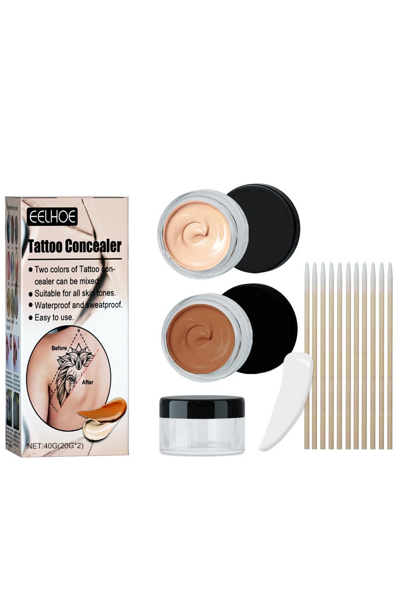 EELHOE Tattoo Concealer, Tattoo Cover Up Makeup, Waterproof & Sweatproof Concealer Cream for Scars, Vitiligo, Dark Spots, Full Coverage Colors, Long-Lasting, Natural Finish for Body & Legs - Image 1