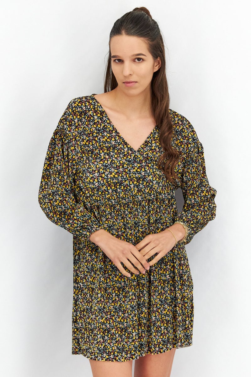 Asos Design Women Balloon Sleeve Mini Dress, Multicolor - Image 1