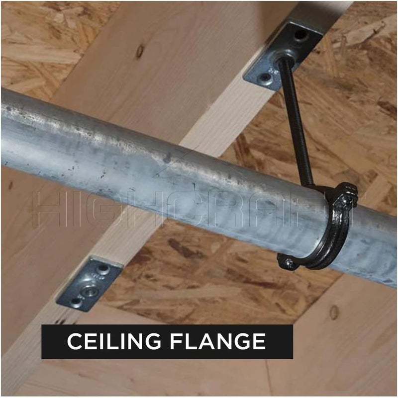 HIGHCRAFT PLTB12-20 Ceiling Flange; Hanger Plate for 1/2 in. Threaded Rod (Not Pipe), for DYI Plumbing and Industrial Decor, 1-3/8 W x 3-5/16 L, Iron, Black - Image 4