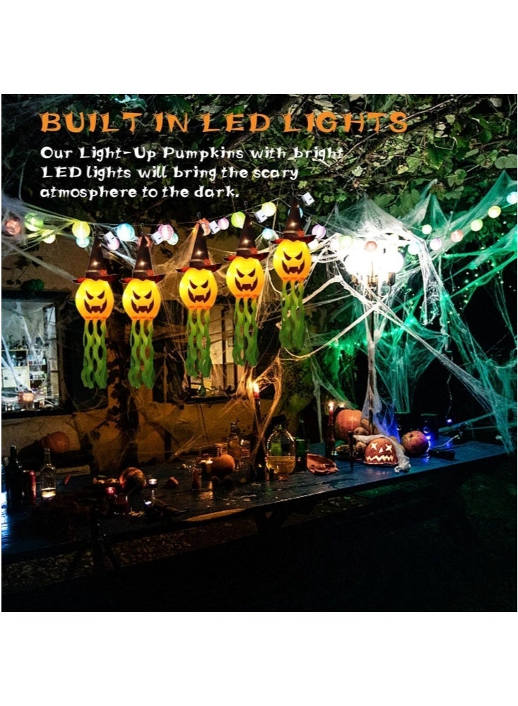 Lights, Battery Operated 5 Pumpkin Led String Lights  Decorations, Hanging Glowing Witch Hat String Lightsfor Outdoor, Indoor, Yard, Tree, Party - Image 4