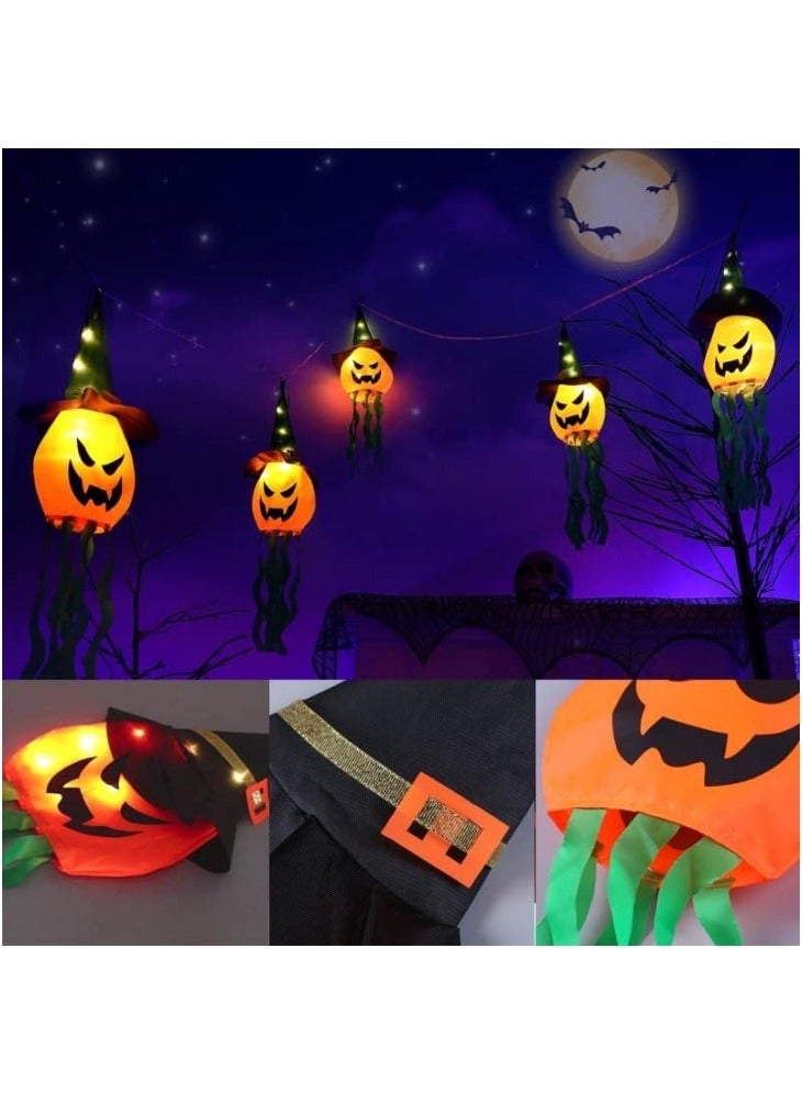 Lights, Battery Operated 5 Pumpkin Led String Lights  Decorations, Hanging Glowing Witch Hat String Lightsfor Outdoor, Indoor, Yard, Tree, Party - Image 2