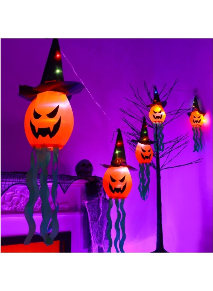 Lights, Battery Operated 5 Pumpkin Led String Lights  Decorations, Hanging Glowing Witch Hat String Lightsfor Outdoor, Indoor, Yard, Tree, Party - Image 5