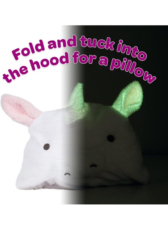 Adora Adora Blanket Hoodie for Kids 3 ft Long Glow in the Dark Soft Wearable Animal Blankets for Girls and Boys - Snuggle & Glow - White Unicorn  - Image 2