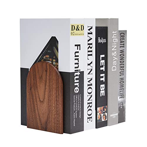 Pandapark Wood Bookends,Non-Skid Bookend for Shelves,Heavy Duty Bookends,Book Stand for Books/CDs,1 Pair - Image 3