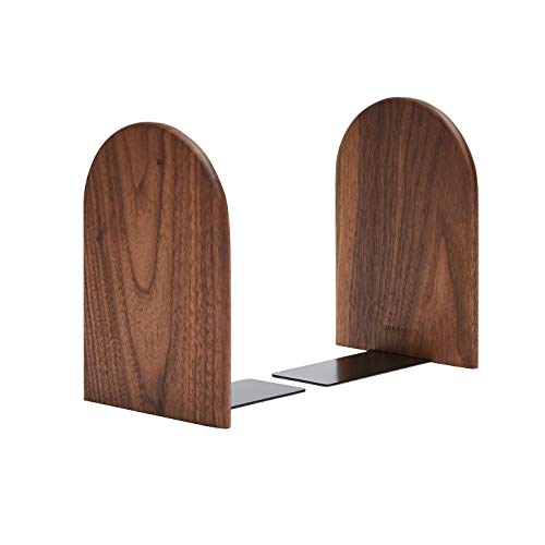 Pandapark Wood Bookends,Non-Skid Bookend for Shelves,Heavy Duty Bookends,Book Stand for Books/CDs,1 Pair - Image 1