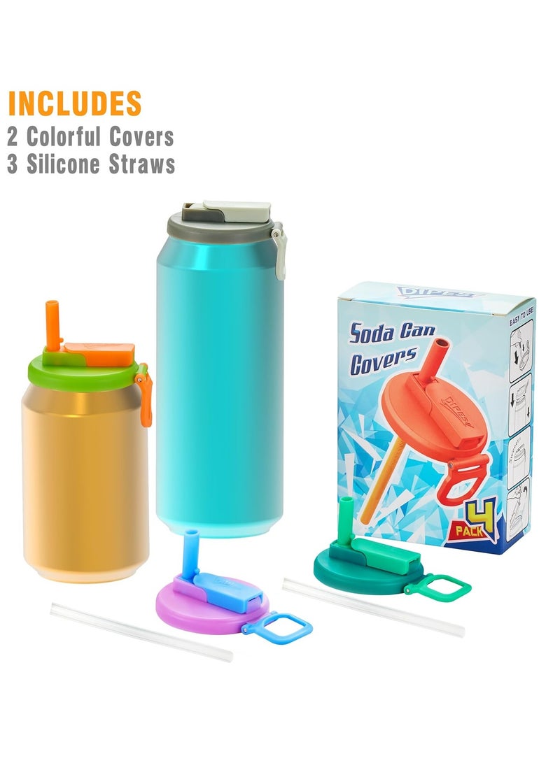 4 Colors 4 Pack Soda Can Lids with Straws for Soda, BPA Free, Reusable, Fits Standard Canned Drinks, Beer, Juice, Soda (MC-4, 4) - Image 4