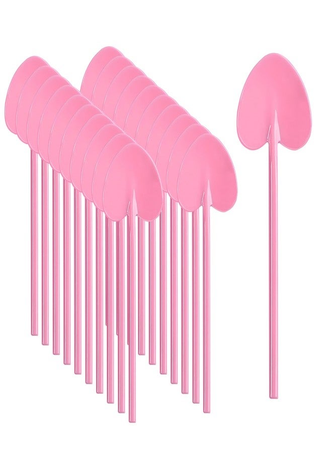 VEIREN 100 Pieces Disposable Plastic Spoons Mini Love Heart Shape Individually Wrapped Sampling Tasting Serving Dessert Spoon for Cake Ice Cream Jelly Pudding Yogurt Home Birthday Party Favor, Pink - Image 1