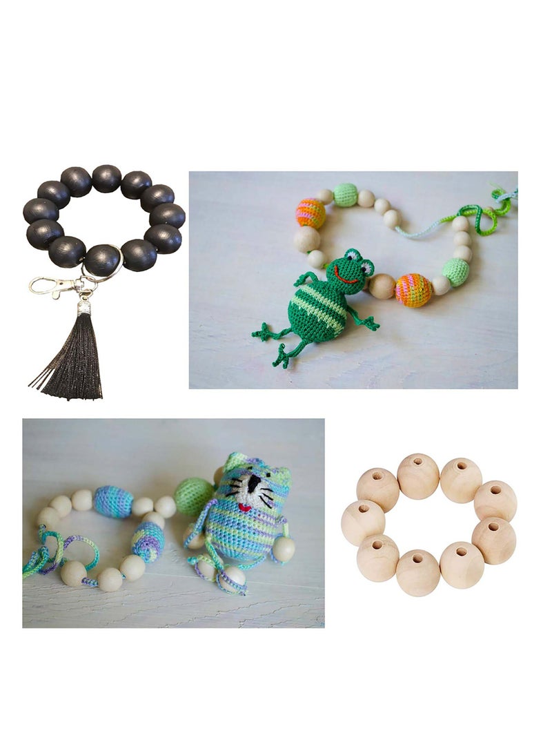 SOLARAE Natural Wood Beads, 500pcs Unfinished Loose Wood Beads Crafts, Wooden Beads for Crafts, Used for Garland, Farmhouse Decor, Jewelry Making, and DIY Crafting for Home and Holiday Decor - Image 4