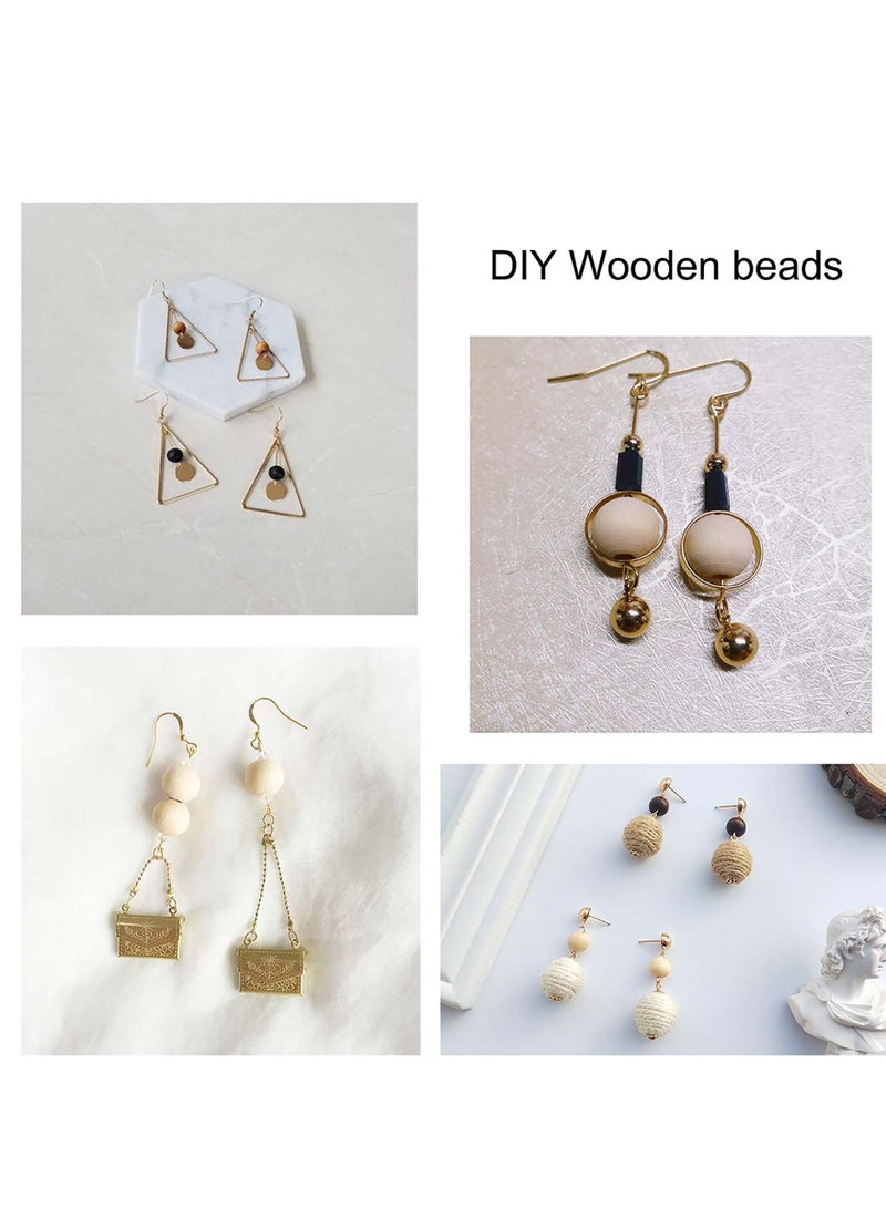 SOLARAE Natural Wood Beads, 500pcs Unfinished Loose Wood Beads Crafts, Wooden Beads for Crafts, Used for Garland, Farmhouse Decor, Jewelry Making, and DIY Crafting for Home and Holiday Decor - Image 2