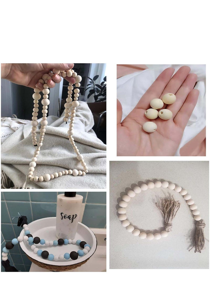SOLARAE Natural Wood Beads, 500pcs Unfinished Loose Wood Beads Crafts, Wooden Beads for Crafts, Used for Garland, Farmhouse Decor, Jewelry Making, and DIY Crafting for Home and Holiday Decor - Image 3