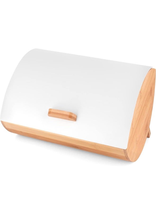 إيه تي إم صندوق خبز من الخيزران مع غطاء قابل لللف - تخزين أنيق للمطبخ - 35x26x17 سم - Image 1