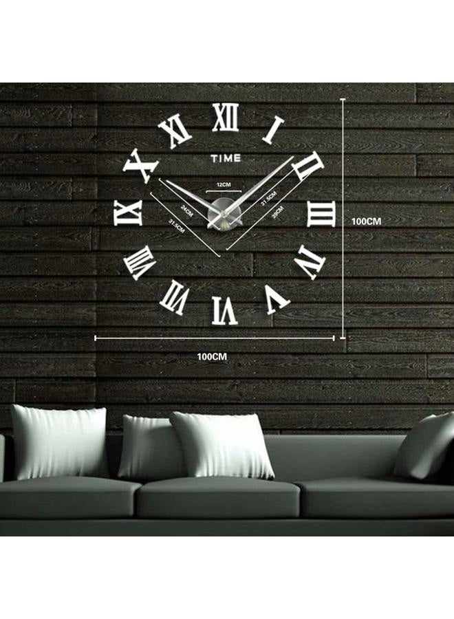 Timelike 3D DIY Wall Clock, 1M Modern Frameless Large 3D DIY Wall Clock Kit Decoration Home for Living Room Bedroom (Silver) - Image 5