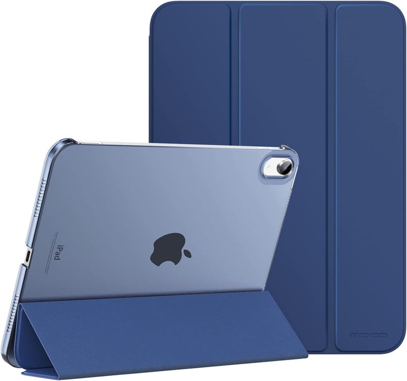 MoKo Case For Ipad A16 11Th Generation 11 Inch 2025, Ipad 10Th Generation 10.9 Inch 2022, Slim Stand Protective Cover With Hard Pc Translucent Back Shell Cover, Support Touch Id, Navy Blue - Image 1