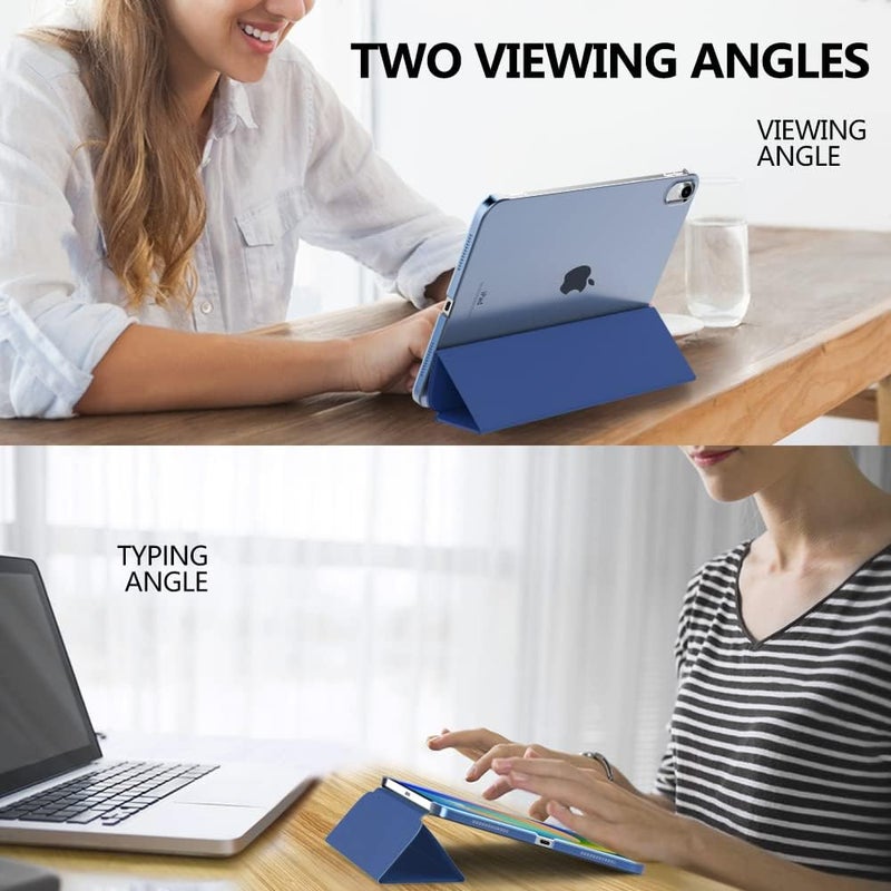 MoKo Case For Ipad A16 11Th Generation 11 Inch 2025, Ipad 10Th Generation 10.9 Inch 2022, Slim Stand Protective Cover With Hard Pc Translucent Back Shell Cover, Support Touch Id, Navy Blue - Image 5