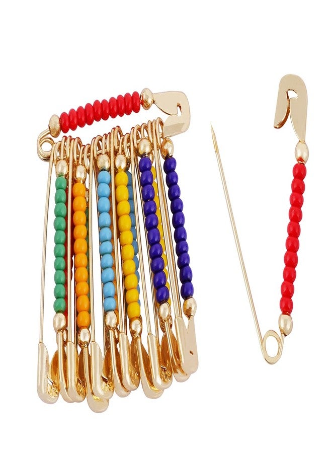 Vama Fashions Multi colour Beads Saree plates Dupatta Chunri scarfs Safety Saree Pin for Girls & Women - Image 1