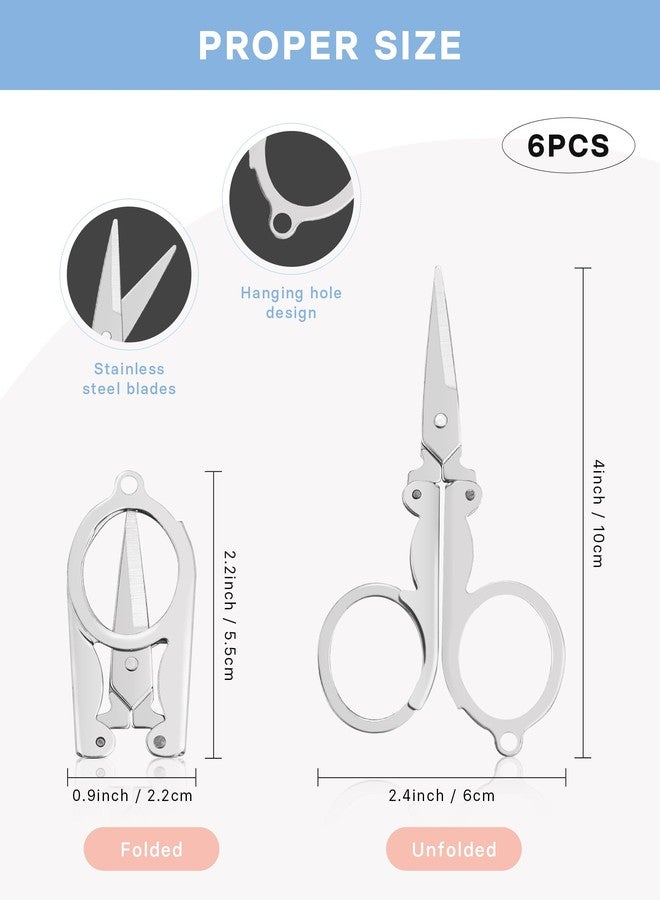 YETOOME 6 Pcs Folding Scissors, Stainless Steel Folding Small Portable Travel Scissors for Craft, Camping, Office, School, Outdoor - Image 2