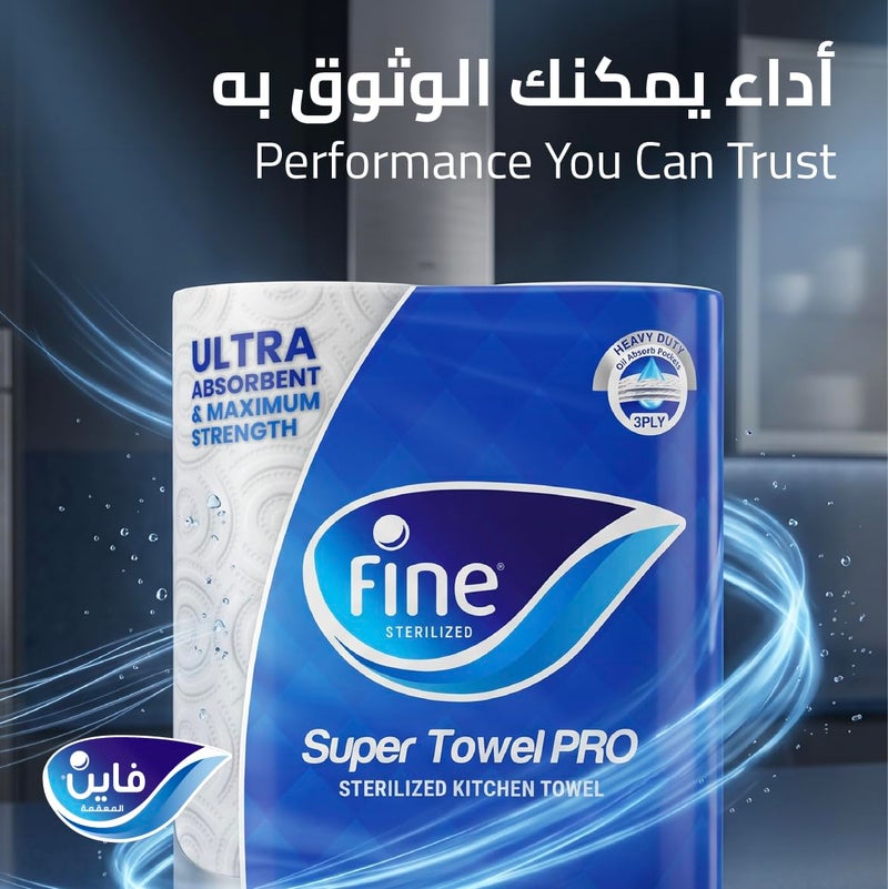 Fine Kitchen Tissues Paper Super Towel Pro, 3 ply 6 rolls - Image 5