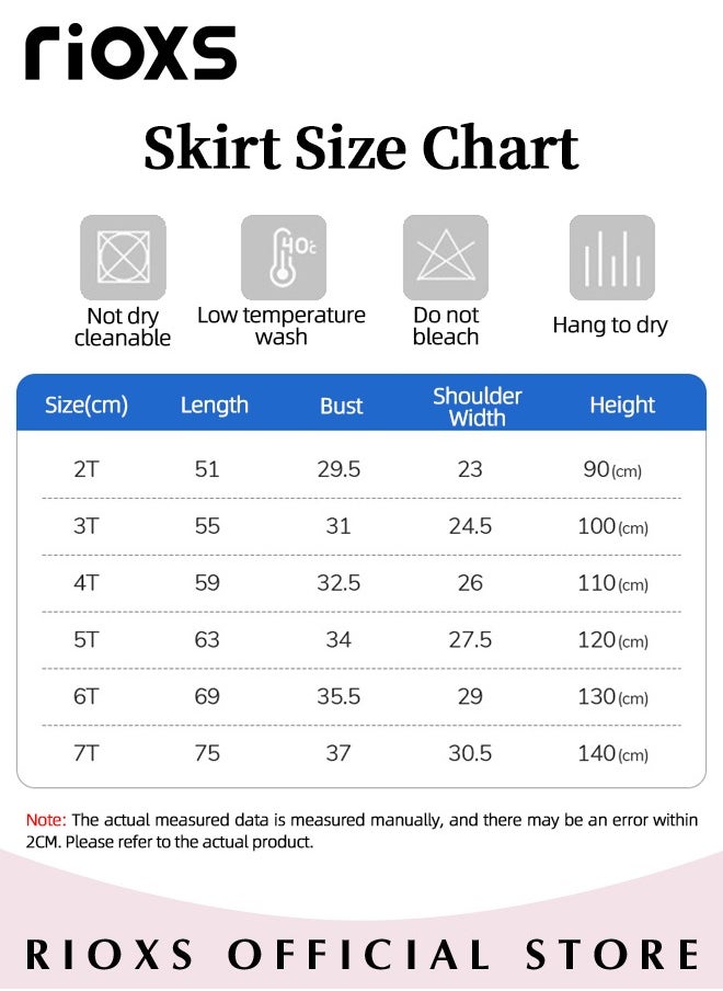 RIOXS - Girls Printed A-line Tutu Dress, Round Neck Short Sleeve Dress, Cotton Princess Summer Dress, Wonderful Summer Dresses for Girls, Crafted from Cotton Top and Tulle Skirt, Comfortable to Wear - Image 1
