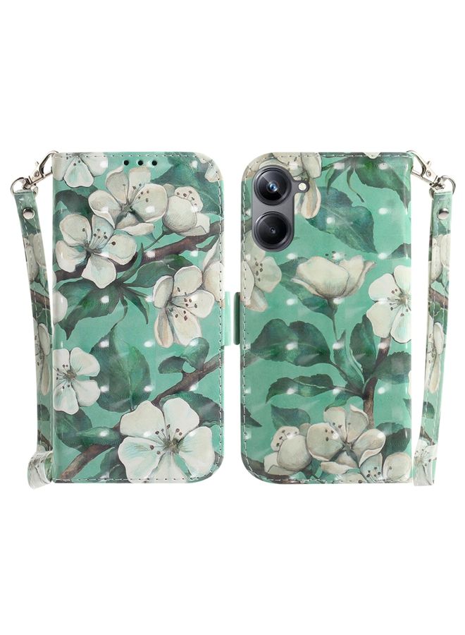 BGM Case Cover For Realme 10 Pro 5G 3D Colored Horizontal Flip Leather Phone Case Watercolor Flower