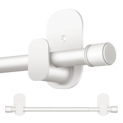 HOTOZON Curtain Rods No Drilling 32 to 58 Inch, HOTOZON 5/8 Inches No Drill Curtain Rods for Windows 40 to 54 Inches(3.2-4.5 ft), Renter Friendly Adjustable Small Drapery Rod for Lightweight Curtains, White - Image 1