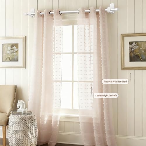 HOTOZON Curtain Rods No Drilling 32 to 58 Inch, HOTOZON 5/8 Inches No Drill Curtain Rods for Windows 40 to 54 Inches(3.2-4.5 ft), Renter Friendly Adjustable Small Drapery Rod for Lightweight Curtains, White - Image 5