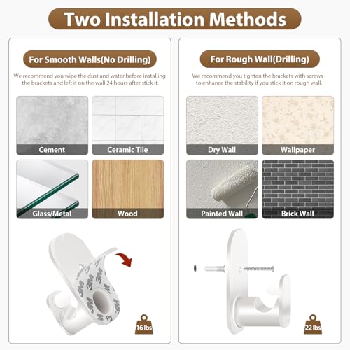 HOTOZON Curtain Rods No Drilling 32 to 58 Inch, HOTOZON 5/8 Inches No Drill Curtain Rods for Windows 40 to 54 Inches(3.2-4.5 ft), Renter Friendly Adjustable Small Drapery Rod for Lightweight Curtains, White - Image 3