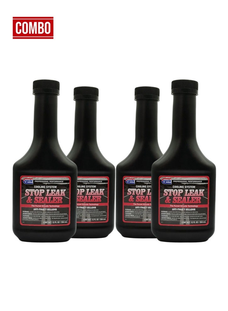 cyclo Combo - Buy 4pcs CYCLO Cooling System Stop Leak & Sealer 354ml – Radiator Leak Repair Additive for Cars, SUVs, Trucks – Fast Seal Cracks & Holes, Anti-Foam, Silicate Based, Cooling System Maintenance Fluid, C52 - Image 1