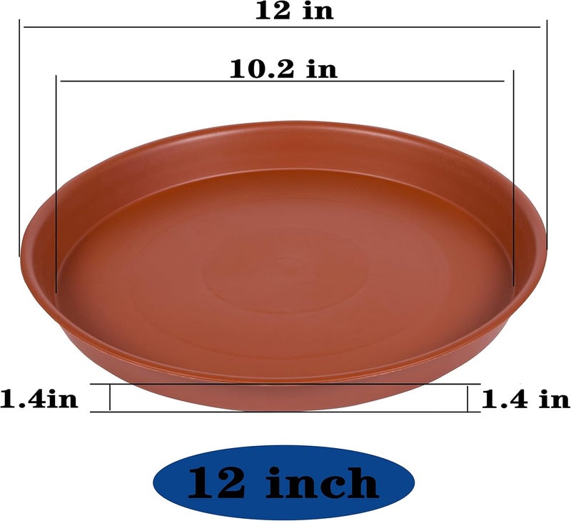 Bleuhome 6 Pack of 12 inch Plant Saucer, Heavy Duty Plastic Plant Saucer 12" Round, Durable Plant Tray for Pots, Flower Plant Saucers for Indoors, Plant Trays for Planter 10"/11"/12" (Terracotta) - Image 2