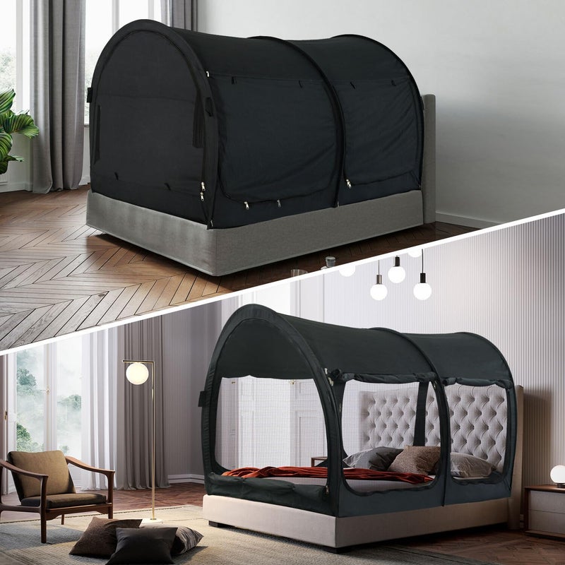 LEEDOR Bed Canopy Bed Tents Dream Tents Privacy SpaceSleeping Tents Indoor Pop Up Portable FrameMosquito Net Curtains Breathable Reducing Light Air Ventilation 2in1 New Version Full - Image 2