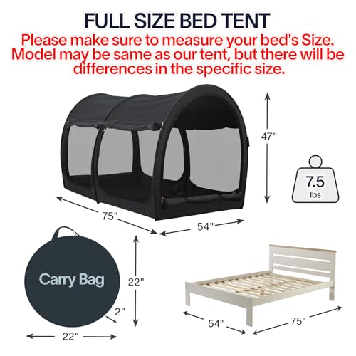 LEEDOR Bed Canopy Bed Tents Dream Tents Privacy SpaceSleeping Tents Indoor Pop Up Portable FrameMosquito Net Curtains Breathable Reducing Light Air Ventilation 2in1 New Version Full - Image 3