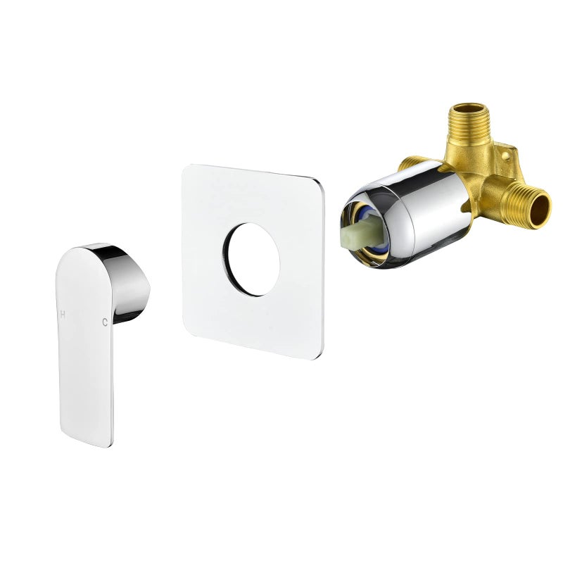DIFEINI Shower Valves Wall Mount Shower Faucet RoughIn Valve Bathroom Trim Kit Single Handle Tub Shower Valve Mixer Chrome 2499CP