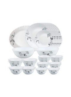 LARAH BY BOROSIL Larah by Borosil Fluted Series Millenia Opalware Dinner Set | 33 Piece for Family of 6 | Microwave & Dishwasher Safe | Bone-Ash Free | Crockery Set for Dining & Gifting | Plates & Bowls | White 