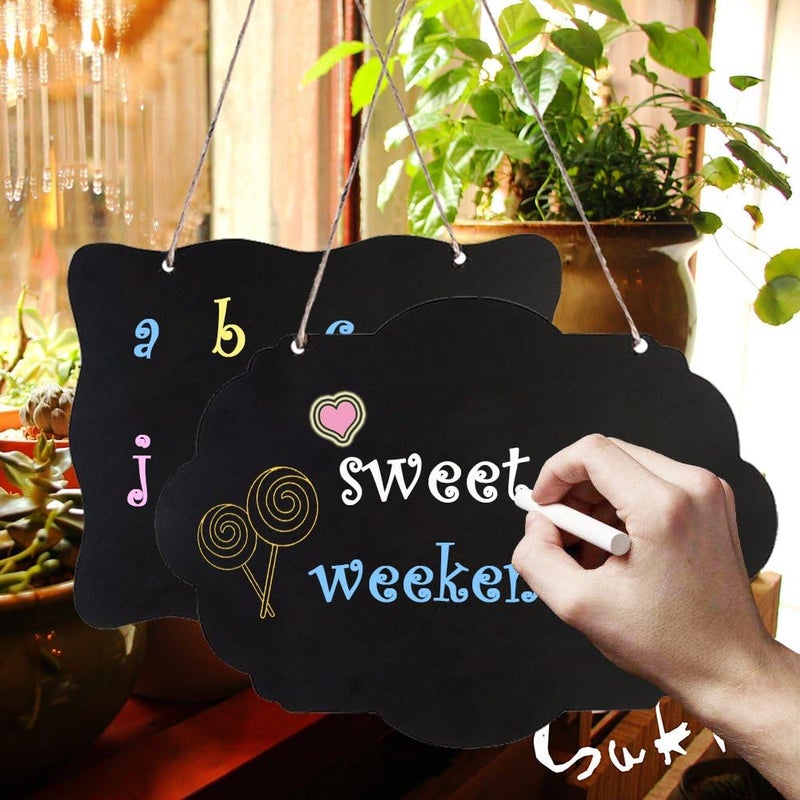 AUSTOR Chalkboard Sign 8x10 Inch Double Sided Erasable Message Board with Hanging Strings, 2 Shapes x 2, 4 Pack - Image 3