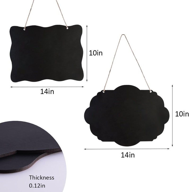 AUSTOR Chalkboard Sign 8x10 Inch Double Sided Erasable Message Board with Hanging Strings, 2 Shapes x 2, 4 Pack - Image 2