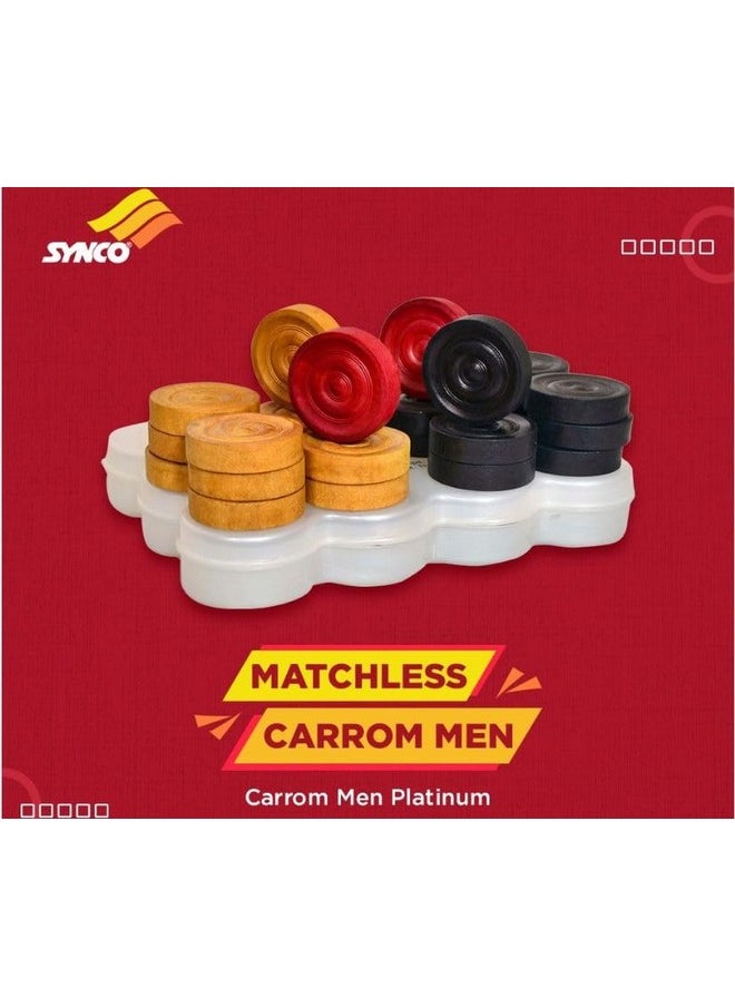 synco Synco Wooden Carrom Coins Set with Carrom Striker Professional 15g Combo Set, Assorted Color (Platinum Striker with Platinum Coins)  - Image 3