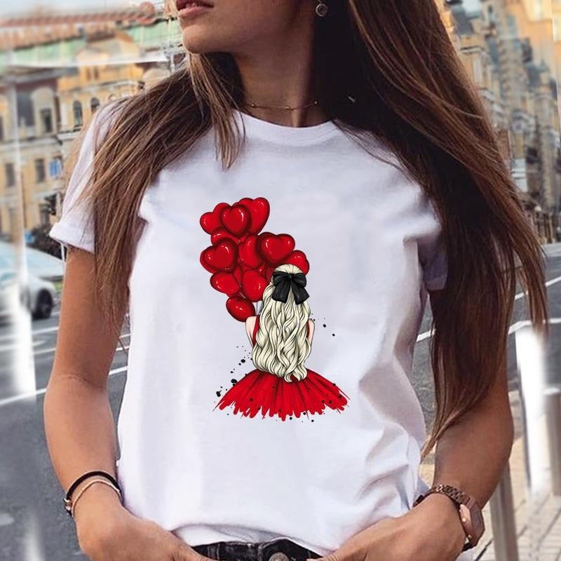 Foreign Trade European Size Summer Women's T-Shirt Funny Graphic Print Women's Fashion Print Top Short Sleeve - Image 1