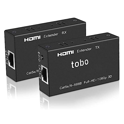 Tobo Latest HDMI Extender 60m RX Receiver and TX Transmitter HDMI Repeater Over Cat5e, Cat6 Support Video Output Upto 1080p/720p/480p,3D-TD-573H (Pack of -1) - Image 1