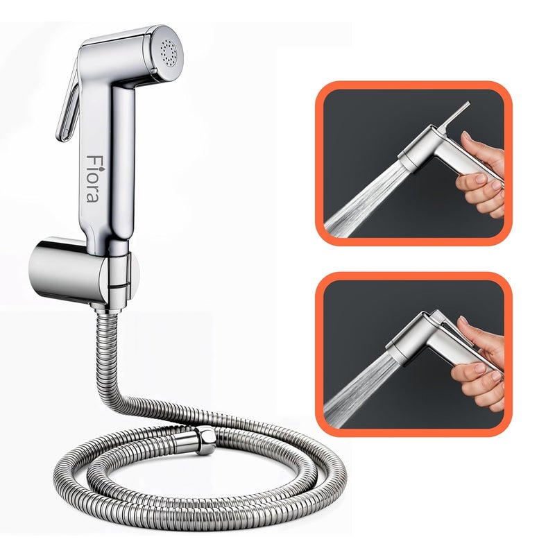 FIORA Bathroom ABS Square Health Faucet with SS304 Grade 10 Meter Hose Pipe Wall Hook Health Faucet Set for Bathroom Jet Spray for Toilet Chrome Finish 1 Year Warranty - Image 1