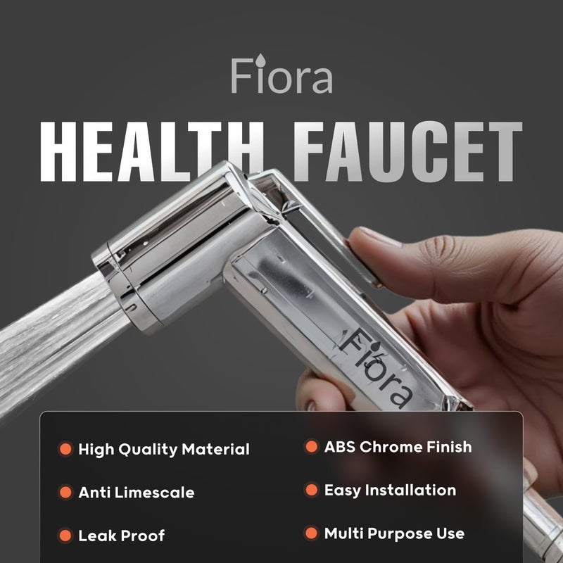 FIORA Bathroom ABS Square Health Faucet with SS304 Grade 10 Meter Hose Pipe Wall Hook Health Faucet Set for Bathroom Jet Spray for Toilet Chrome Finish 1 Year Warranty - Image 3
