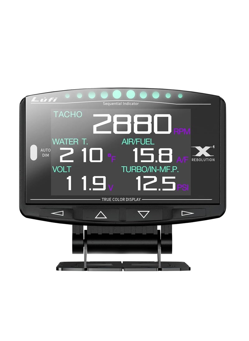 Generic Lufi X1 Obd2 Gauge Display,Boost Gauge,Speedometer,Water Temperature Meter,Multi-ECU Data Combination Cluster  - Image 1